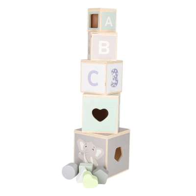 Wooden Shape Sorter Pyramid Tower Educational Puzzle