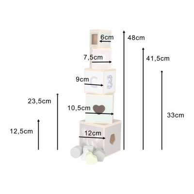 Wooden Shape Sorter Pyramid Tower Educational Puzzle