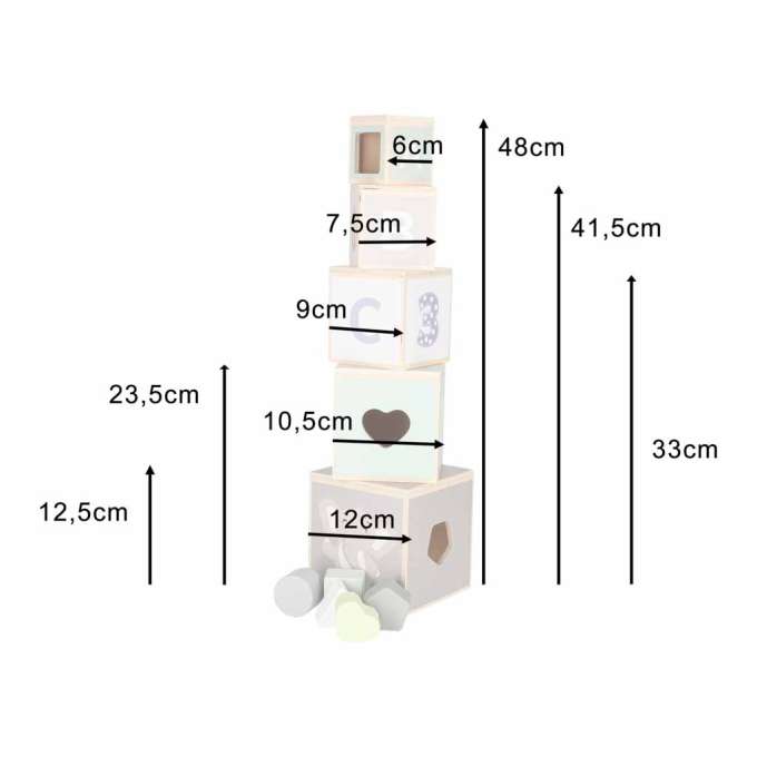 Wooden Shape Sorter Pyramid Tower Educational Puzzle
