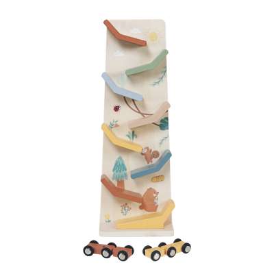 Wooden car slide track for 2 cars