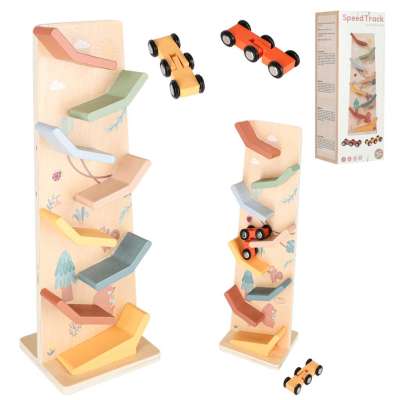 Wooden car slide track for 2 cars