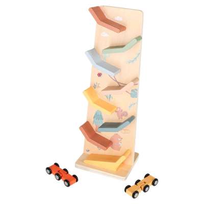 Wooden car slide track for 2 cars