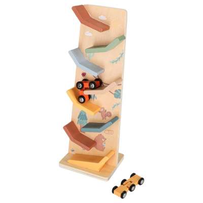 Wooden car slide track for 2 cars