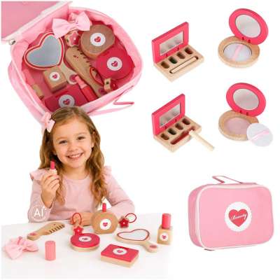 Wooden makeup set for girls makeup beauty products and accessories