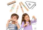Wooden musical instruments for children triangle drumsticks harmonica grater 1