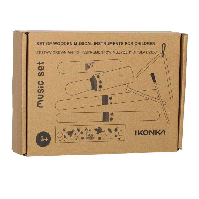 Wooden musical instruments for children triangle drumsticks harmonica grater