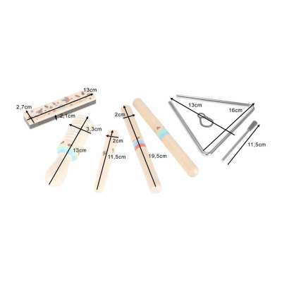 Wooden musical instruments for children triangle drumsticks harmonica grater