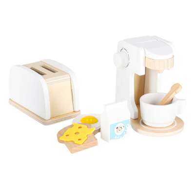 Wooden toy toaster coffee maker and mixer set a kitchen appliance set for kids