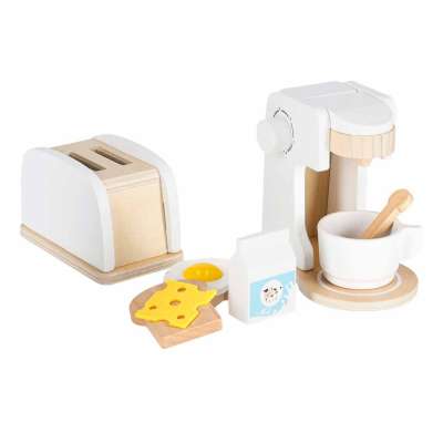 Wooden toy toaster coffee maker and mixer set a kitchen appliance set for kids