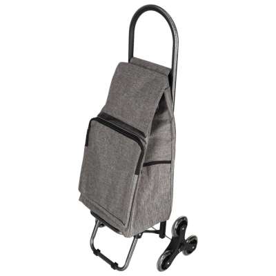 6-Wheel Shopping Trolley with Insulated Pocket 95 cm Gray