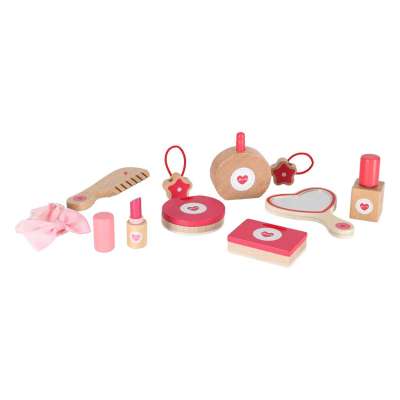 Zestaw kosmetyczny drewniany dla dziewczynki make up beauty kosmetyczka akcesoria