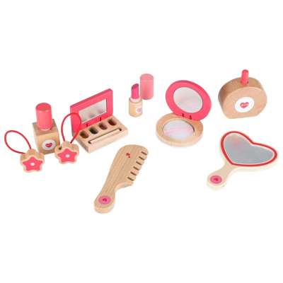 Zestaw kosmetyczny drewniany dla dziewczynki make up beauty kosmetyczka akcesoria