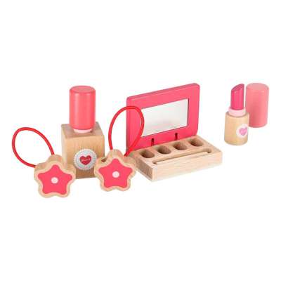 Zestaw kosmetyczny drewniany dla dziewczynki make up beauty kosmetyczka akcesoria