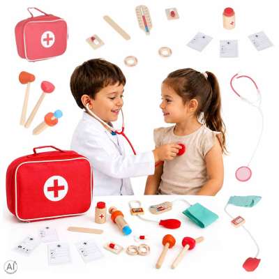 Zestaw lekarza drewniany torba lekarska mały doktor akcesoria