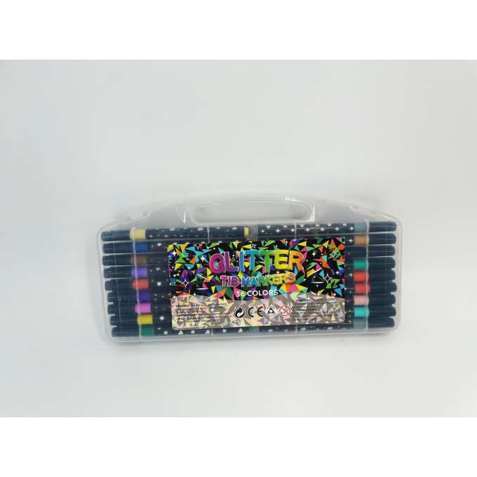 Glitter Markers Felt-Tip Pens and Coloring Markers in a Case 36-Piece Set
