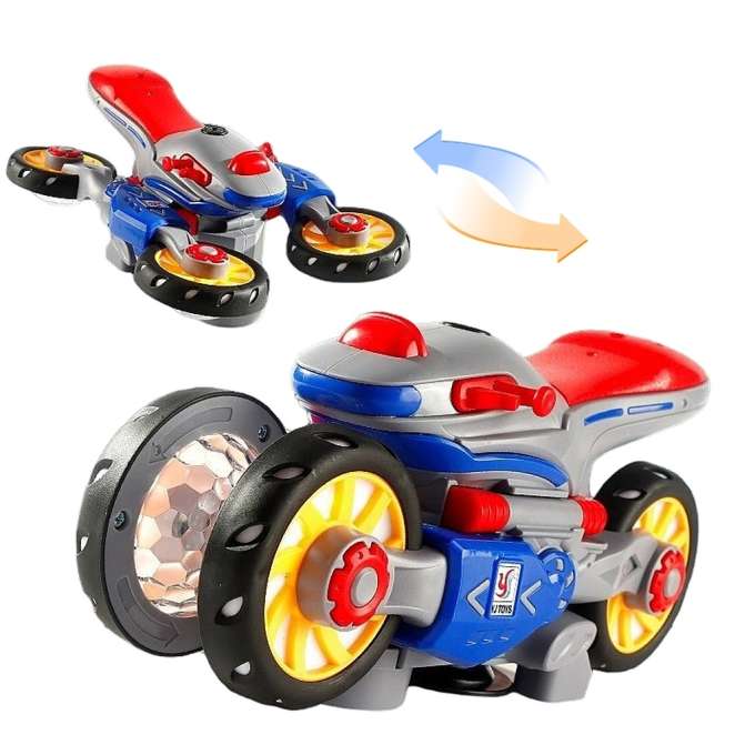 Interactive Stunt Motorcycle 360° Rotation Lights and Sound