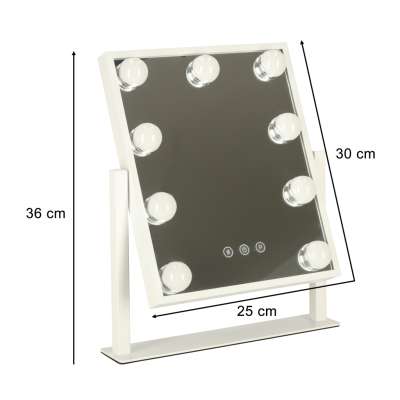 Lusterko do makijażu 9 LED z żarówkami USB 25x30cm