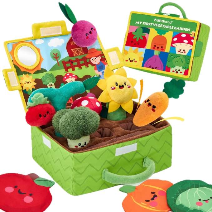 Montessori Sensory Toy Plush Vegetables in a Basket Box