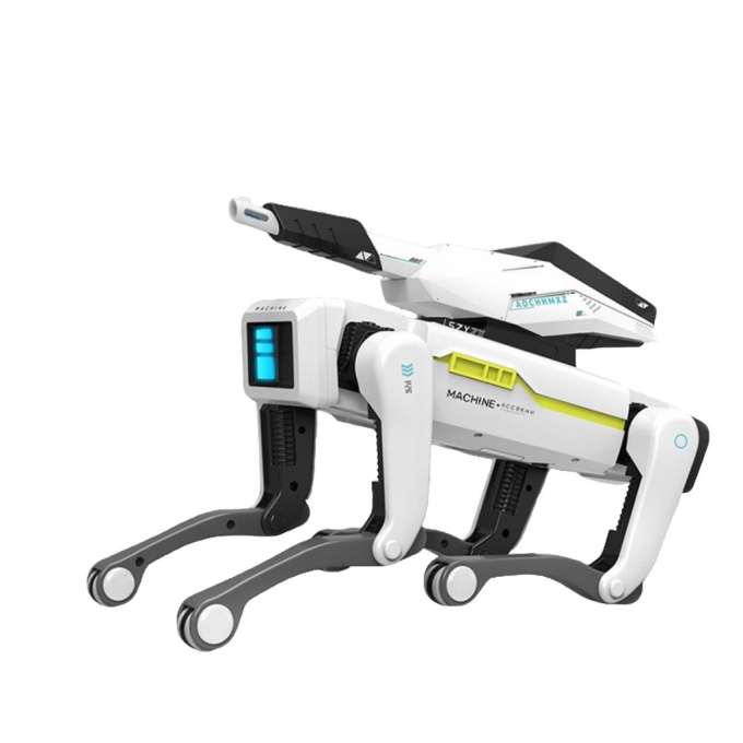 Remote-controlled interactive robot dog with a voice-controlled launcher