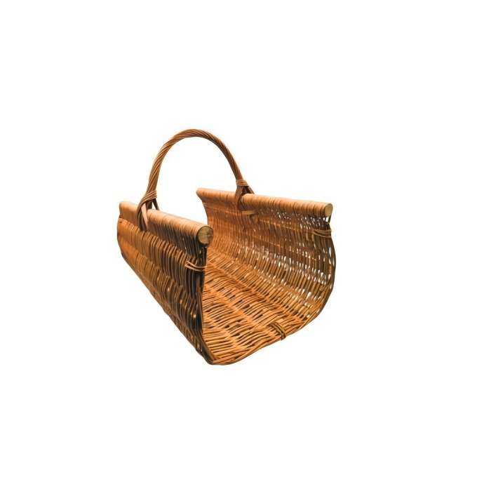 Wicker firewood basket for the fireplace basket with a handle