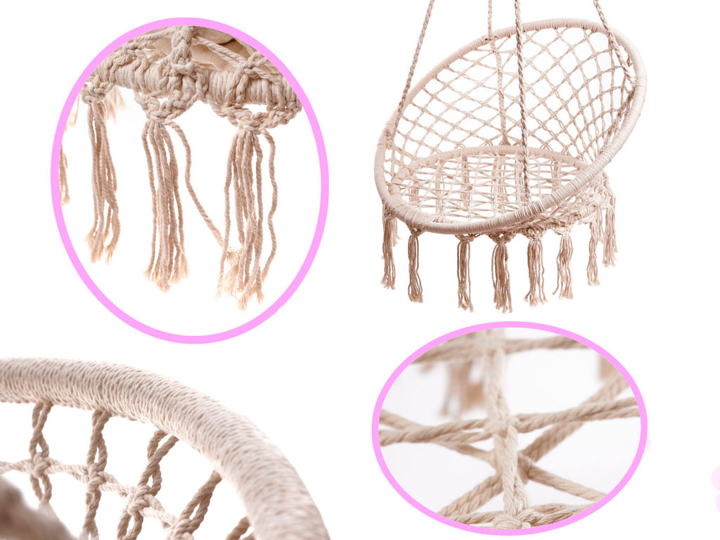 Houpací křeslo Čapí hnízdo s opěradlem ecru 80cm KX7629