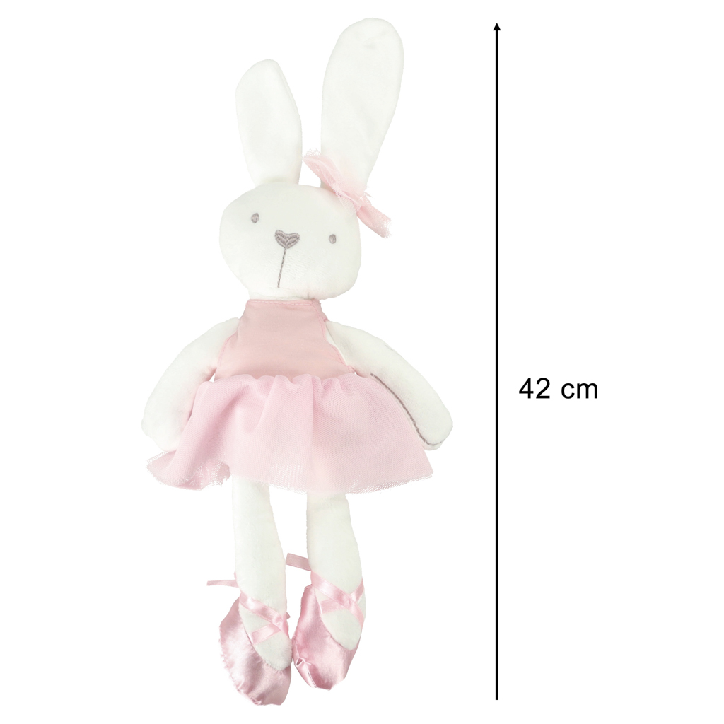 Plyšový maskot králík v růžových šatech 42cm KX7613