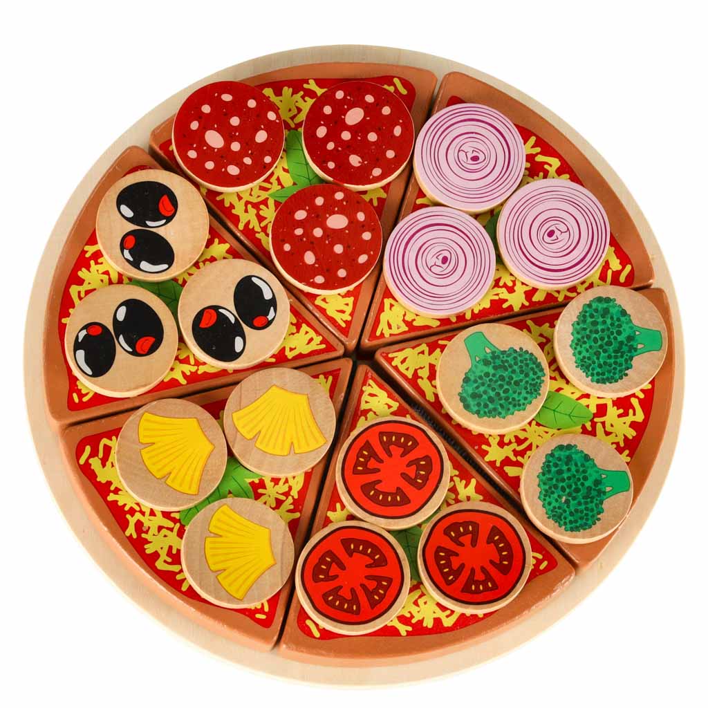 Dřevěná hrací sada Pizza s příslušenstvím KX7728