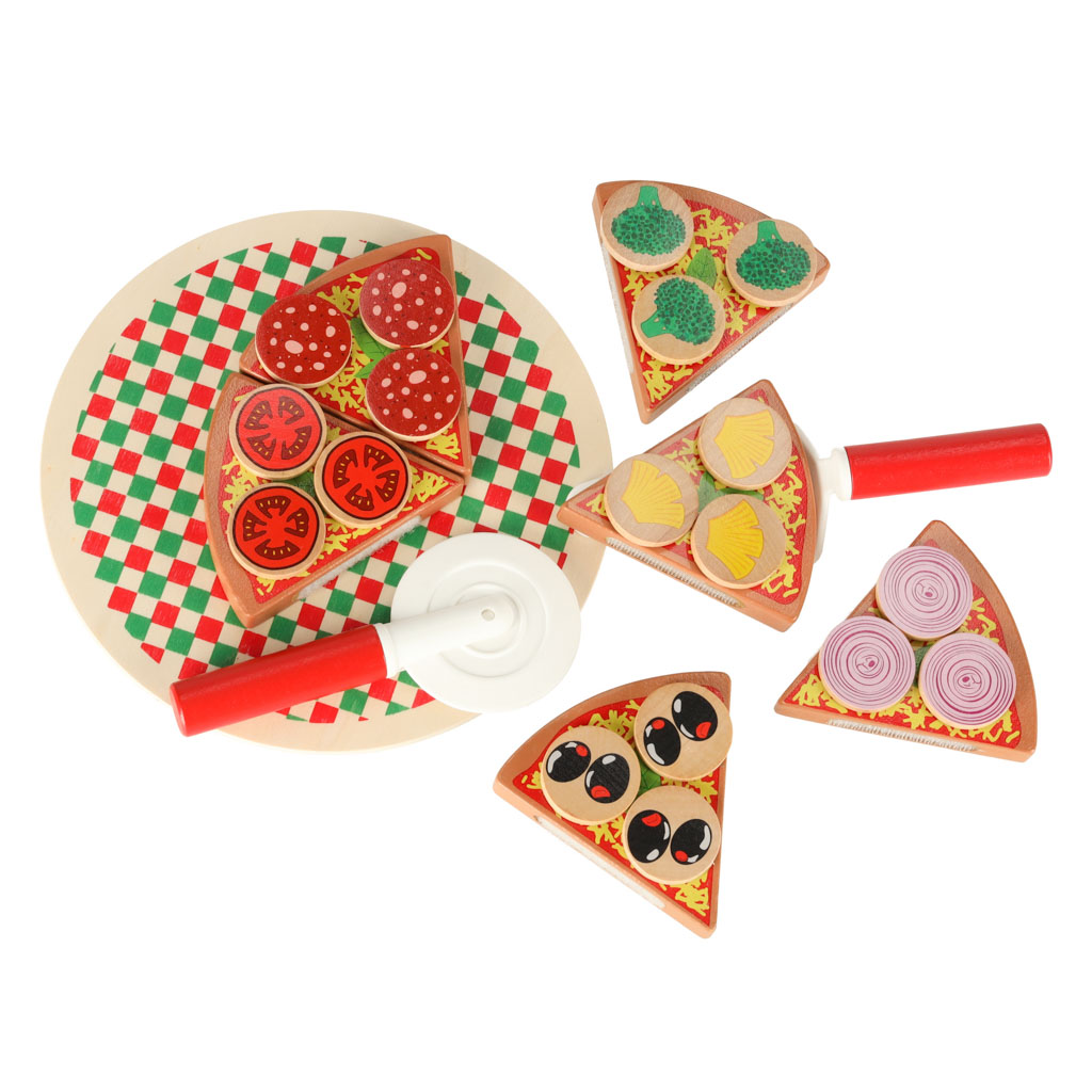 Dřevěná hrací sada Pizza s příslušenstvím KX7728