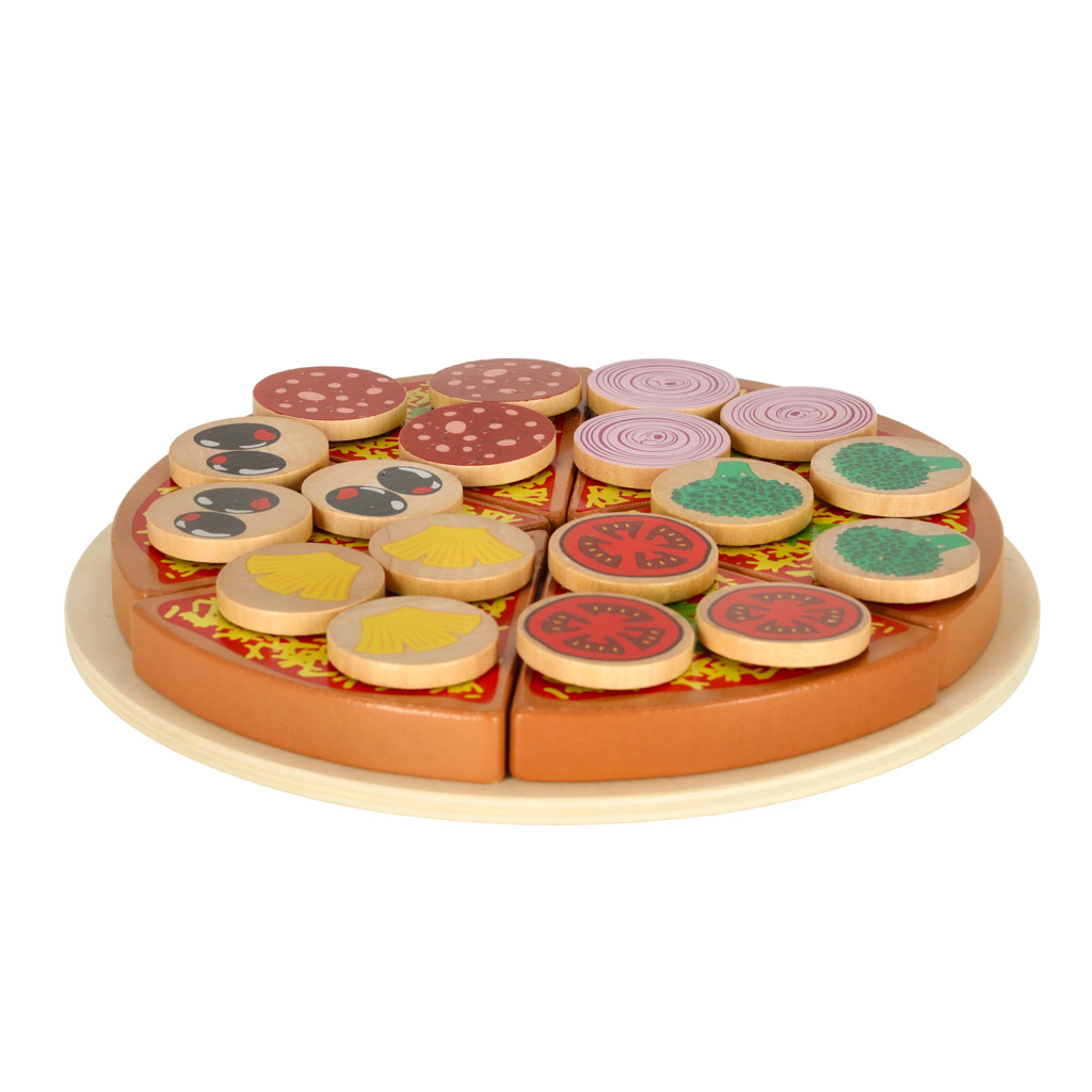 Dřevěná hrací sada Pizza s příslušenstvím KX7728
