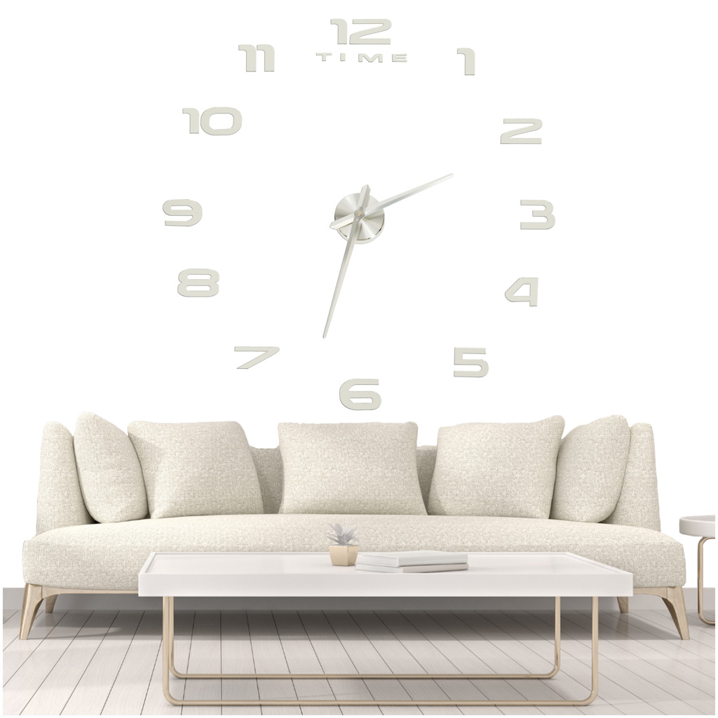 Nástěnné hodiny velké 80-120cm stříbrné 12 číslic KX7844