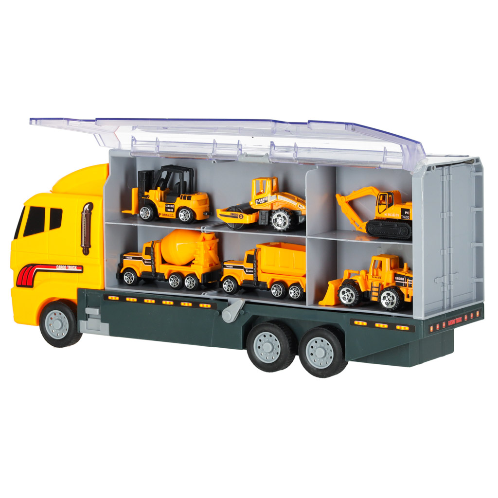 Transporter truck TIR launcher + kovové vozy stavební stroje KX6681_3