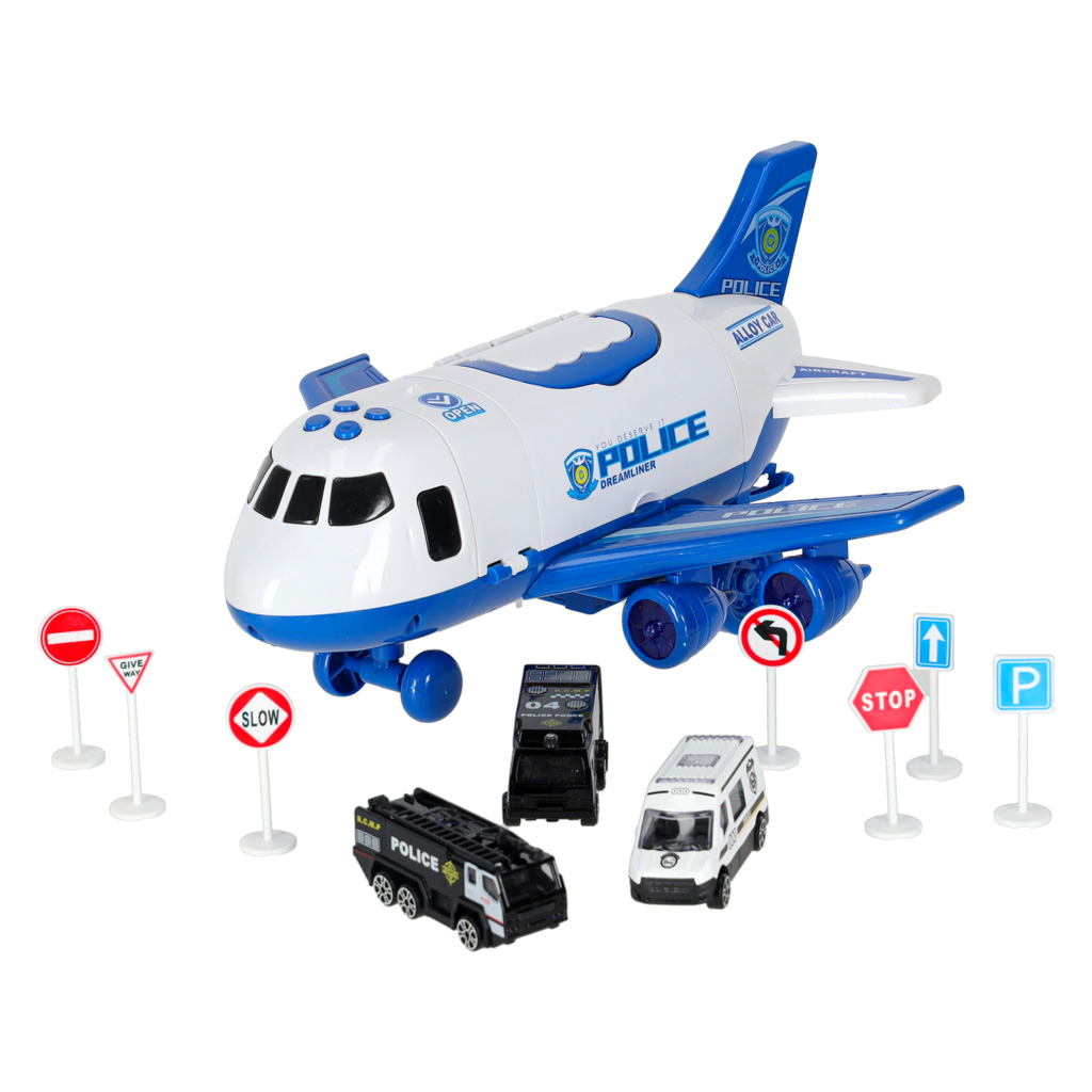 Letadlo Transporter + 3 policejní vozy KX6684_1