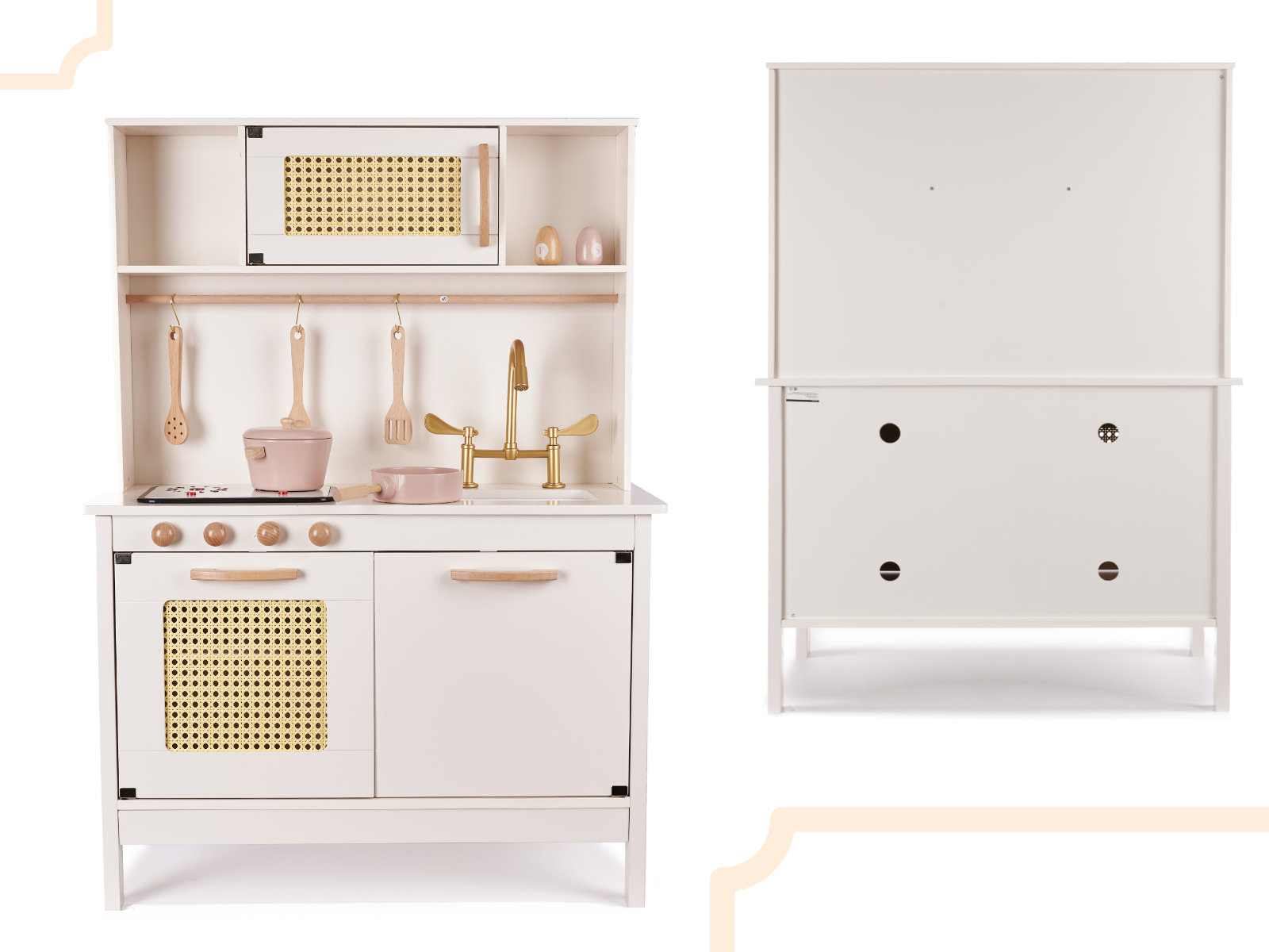 Dětská dřevěná retro kuchyňka z MDF s doplňky BOHO KX6284