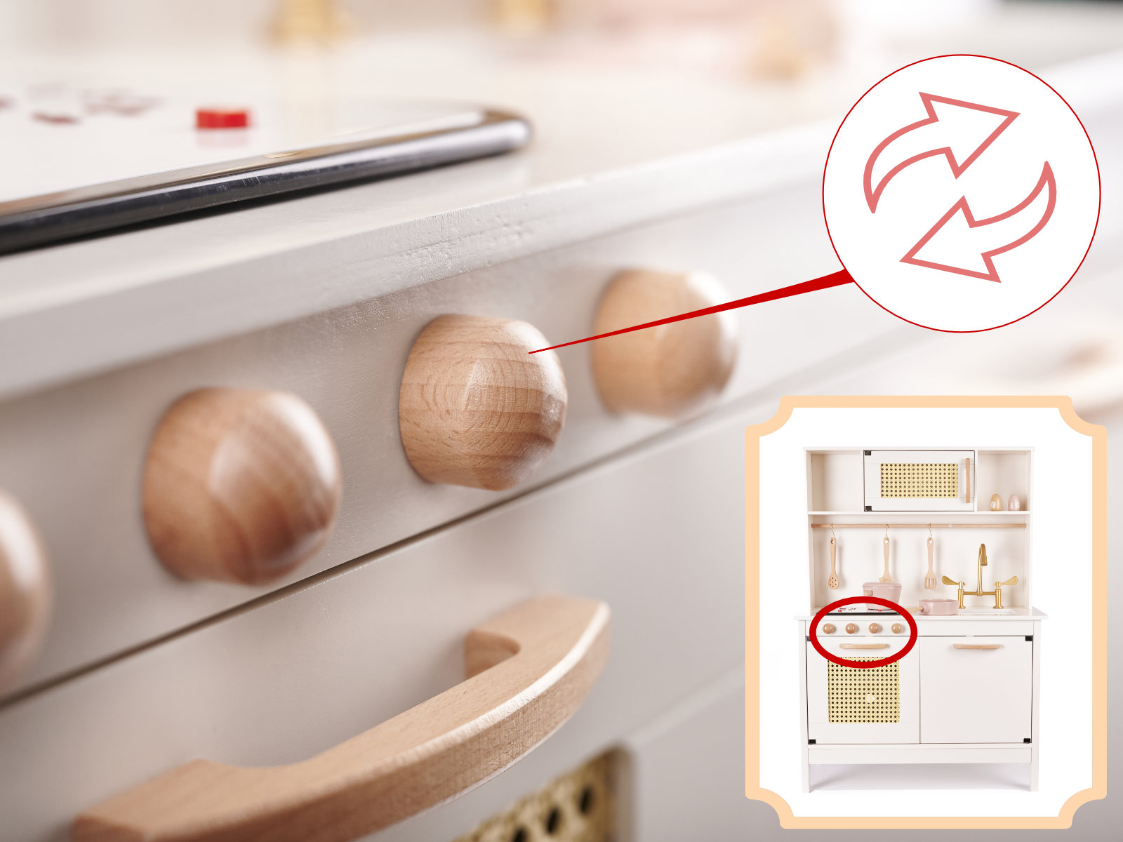 Dětská dřevěná retro kuchyňka z MDF s doplňky BOHO KX6284
