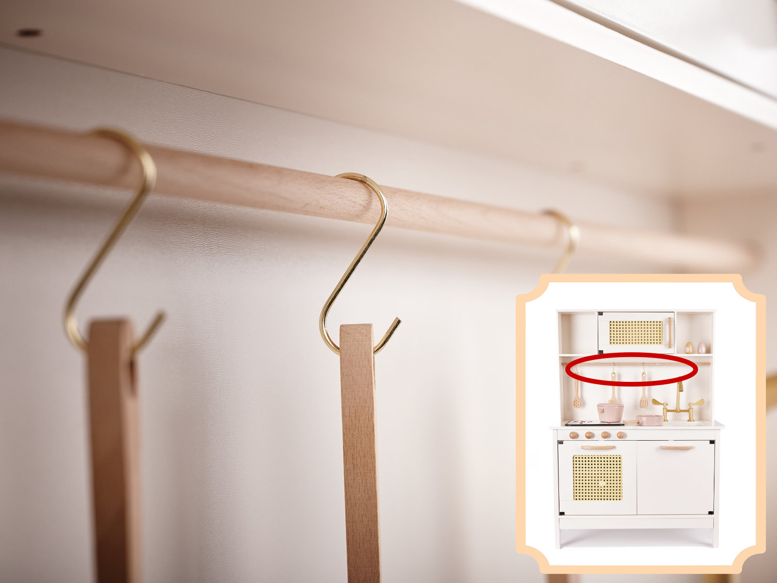 Dětská dřevěná retro kuchyňka z MDF s doplňky BOHO KX6284