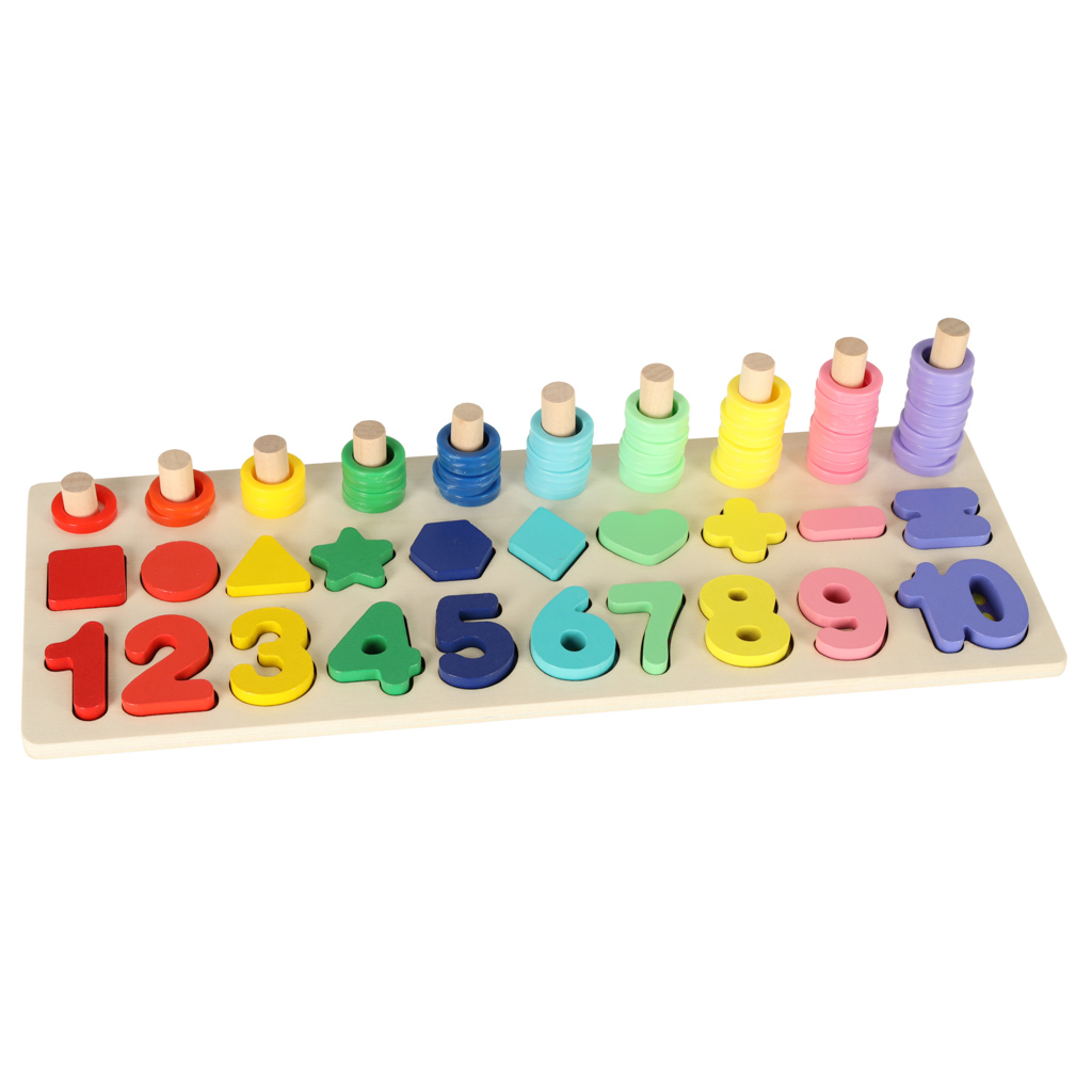 Liczydło drewniane sorter cyfry montessori 3w1 13x36cm - hurt