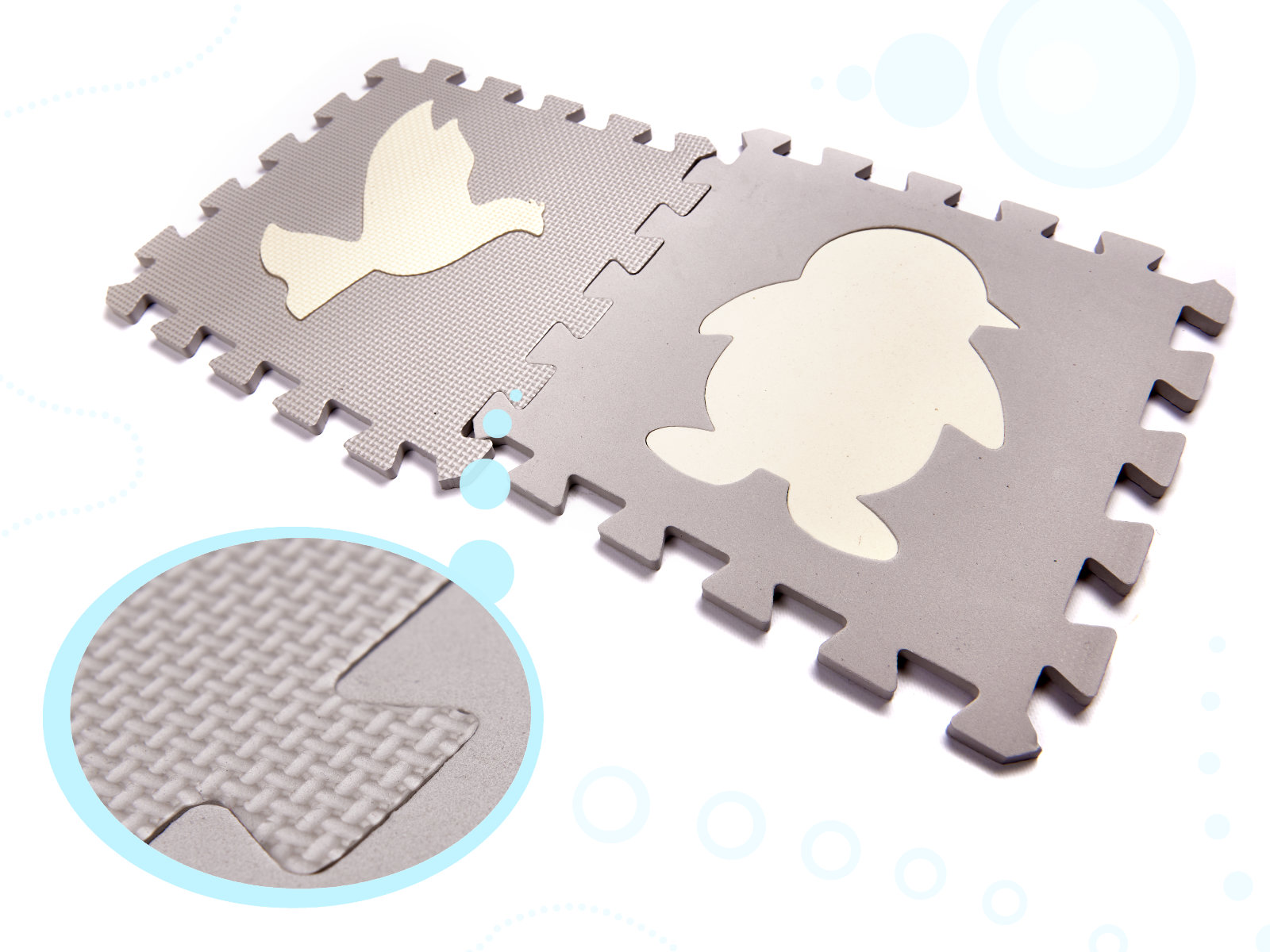 Pěnová podložka na skládání puzzlí/dětská ohrádka 36el. šedá-ecru KX6269