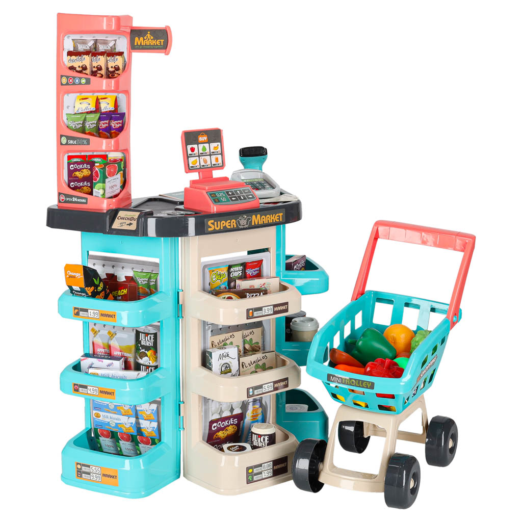 Pokladna v supermarketu + mincovní vozík KX6395