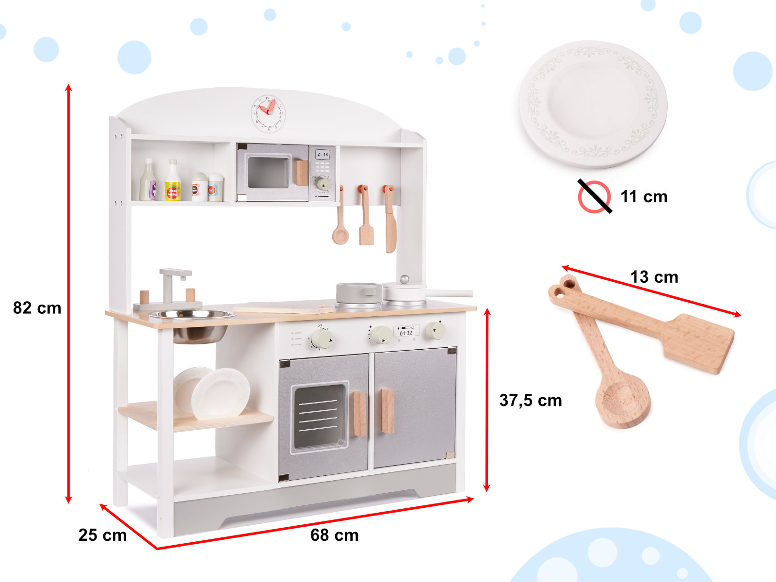 Dětská dřevěná kuchyňka MDF MODERN CLASSIC+ příslušenství KX6287