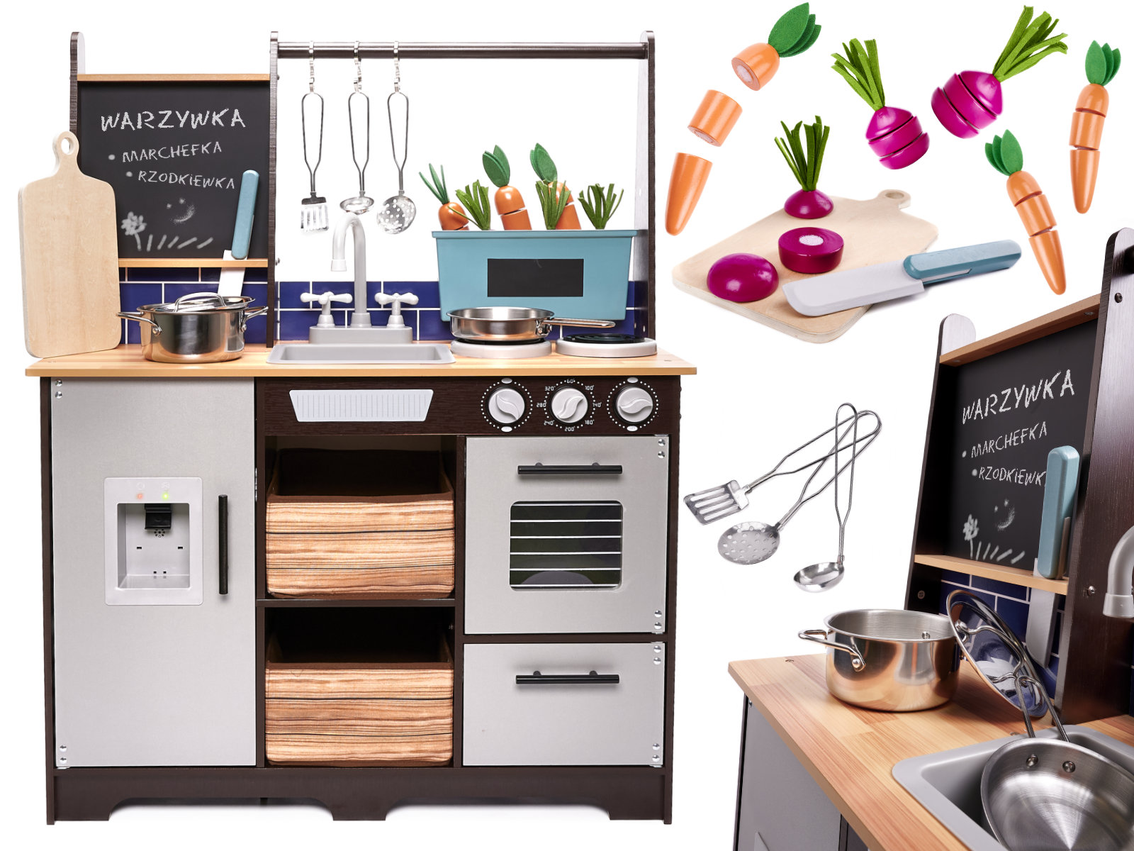 Kinderküche aus MDF-Holz mit Zubehör LOFT XXL 96cm