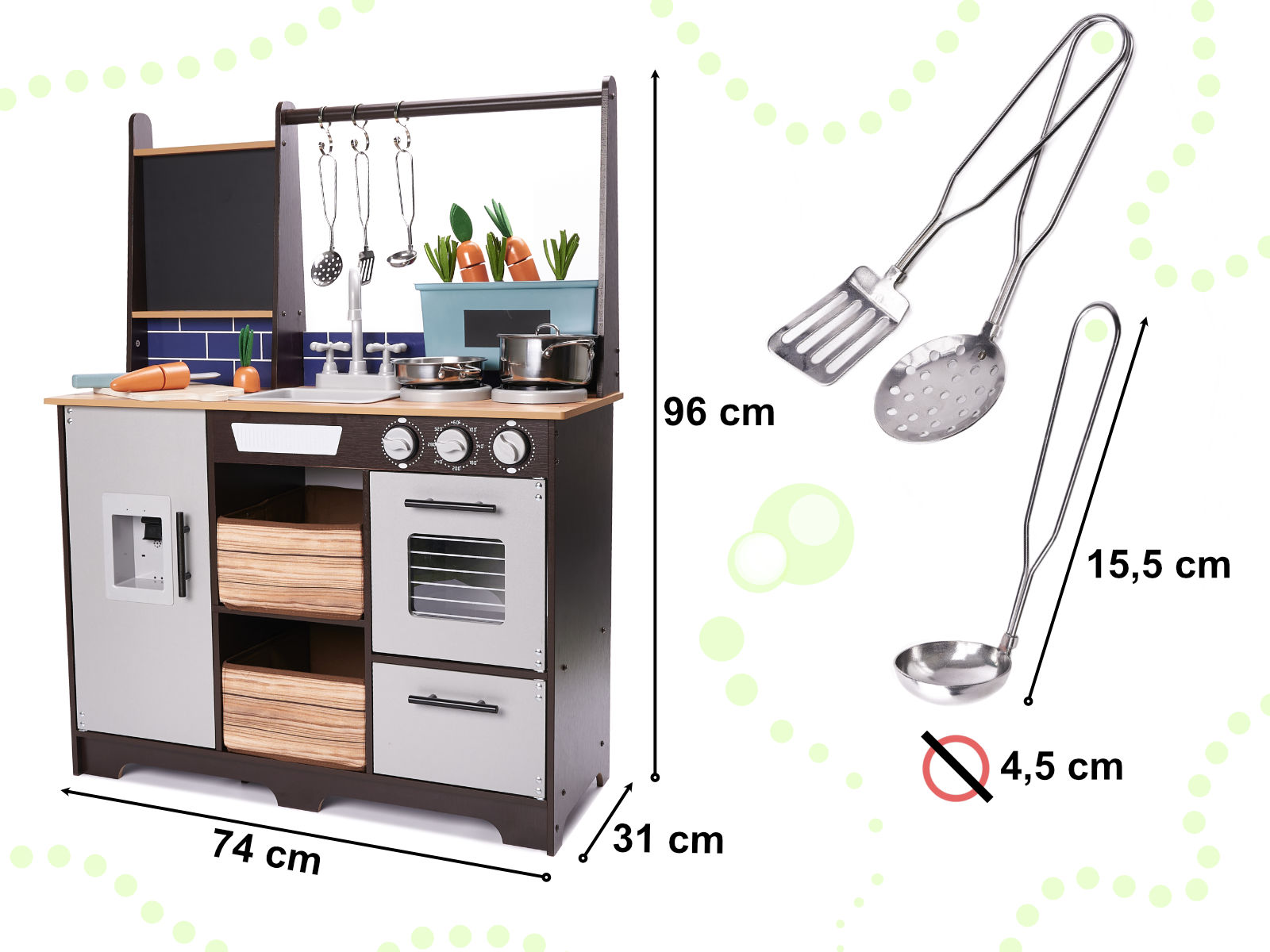 Dětská dřevěná kuchyňka MDF s příslušenstvím LOFT XXL 96cm KX6286
