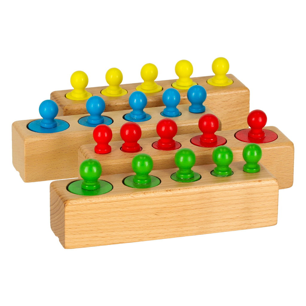 Montessori dřevěné válcové závaží barevné KX6290