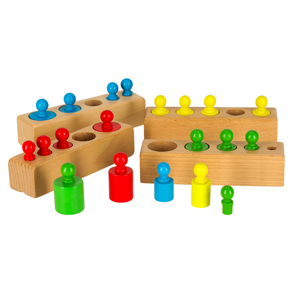 Montessori dřevěné válcové závaží barevné KX6290