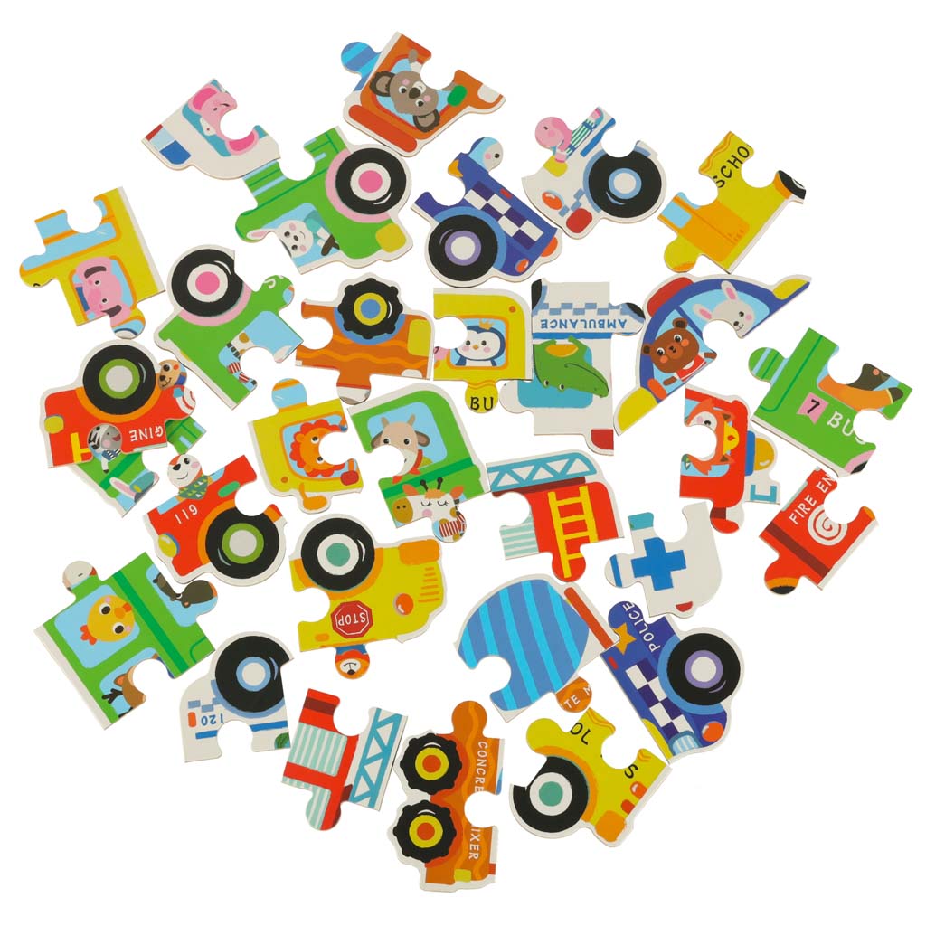 Konzervy na puzzle vozidla 30 skládaček KX6017