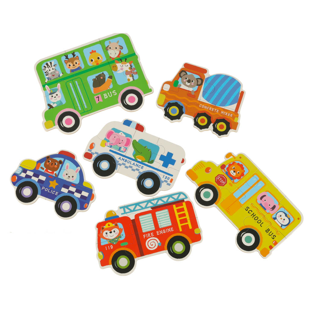 Konzervy na puzzle vozidla 30 skládaček KX6017