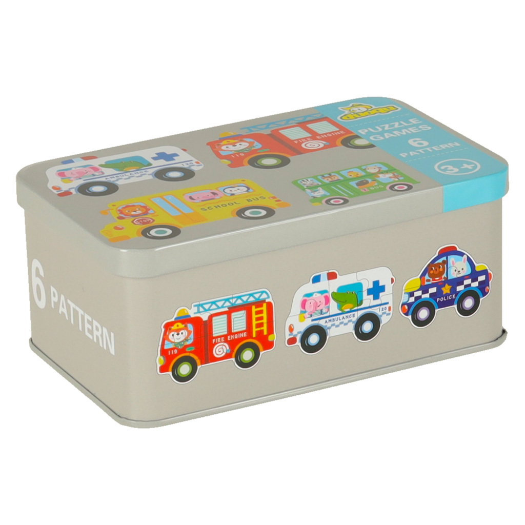Konzervy na puzzle vozidla 30 skládaček KX6017