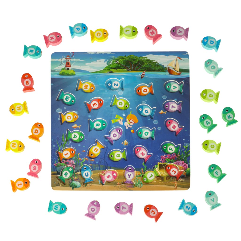 Montessori dřevěná rybářská hra s magnety KX5954