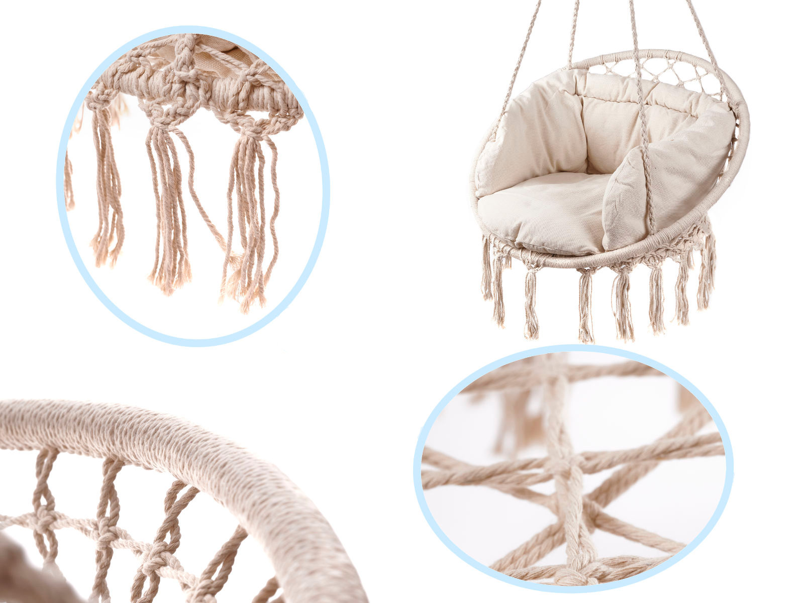 Houpací křeslo Čapí hnízdo s opěradlem ecru 80 cm + polštáře KX7629_1