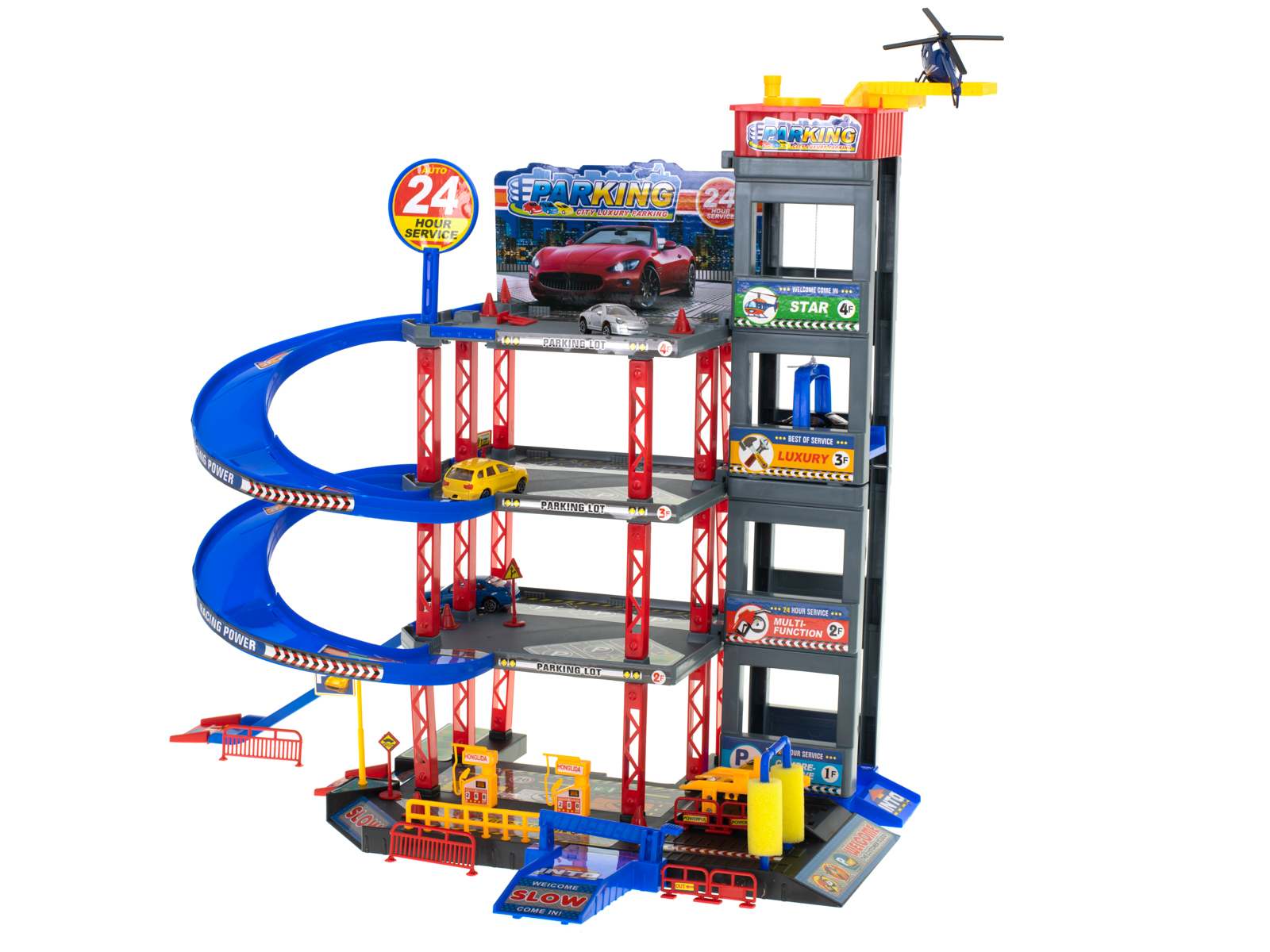 Parkovací garáž dvoupatrová čerpací stanice myčka aut KX5990