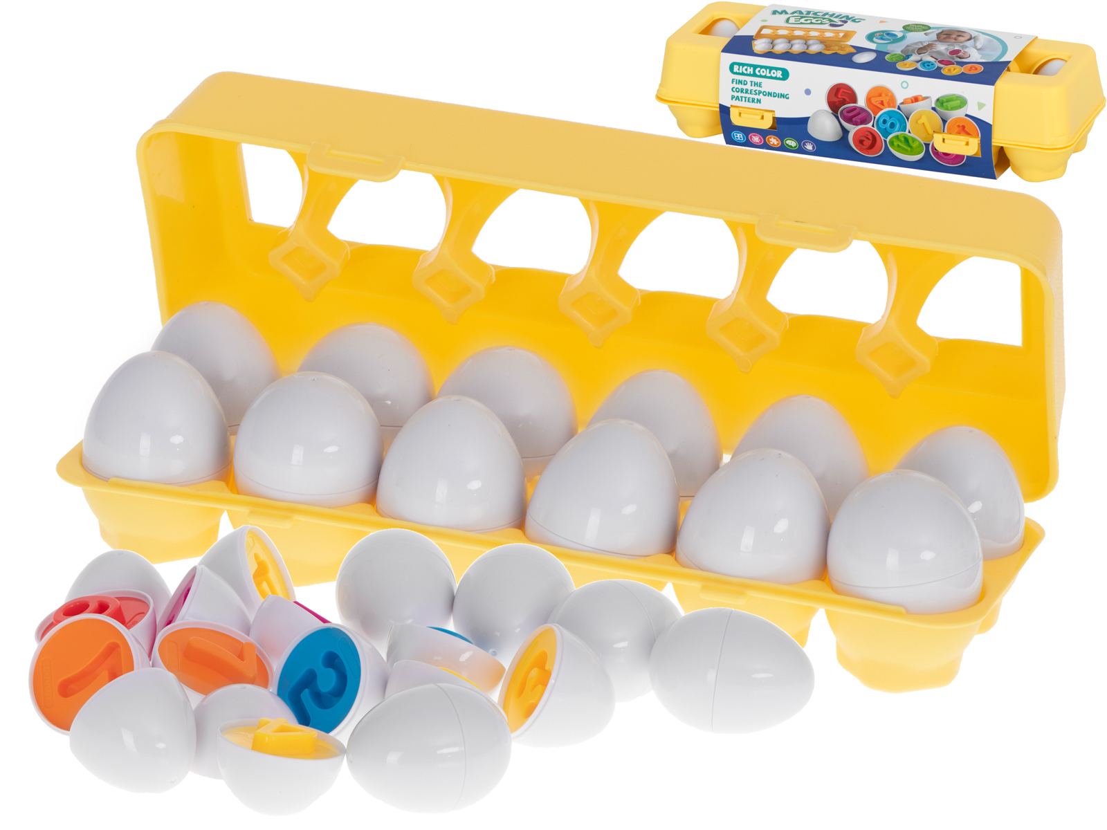 Vzdělávací třídička puzzle odpovídá tvarům čísla vejce 12ks KX5964